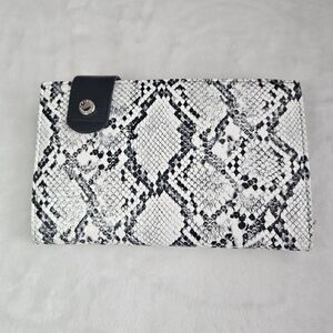Steve Madden Black and White Snake Print Wallet Clutch Snap Bifold